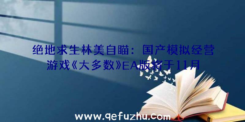 绝地求生林美自瞄：国产模拟经营游戏《大多数》EA版将于11月17日发售